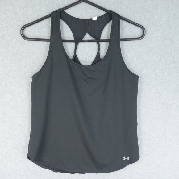Under Armour Tank Top Womens Small Black Stretch Athletic Racerback HeatGear - Picture 1 of 11
